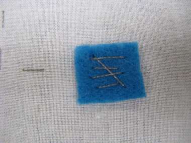 close-up of felt patch with conductive trace
