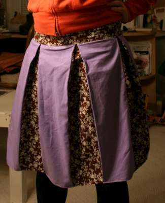 pleated skirt with brown and purple pleats