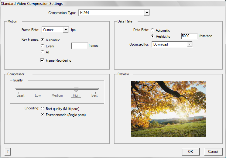 my quicktime movie export settings